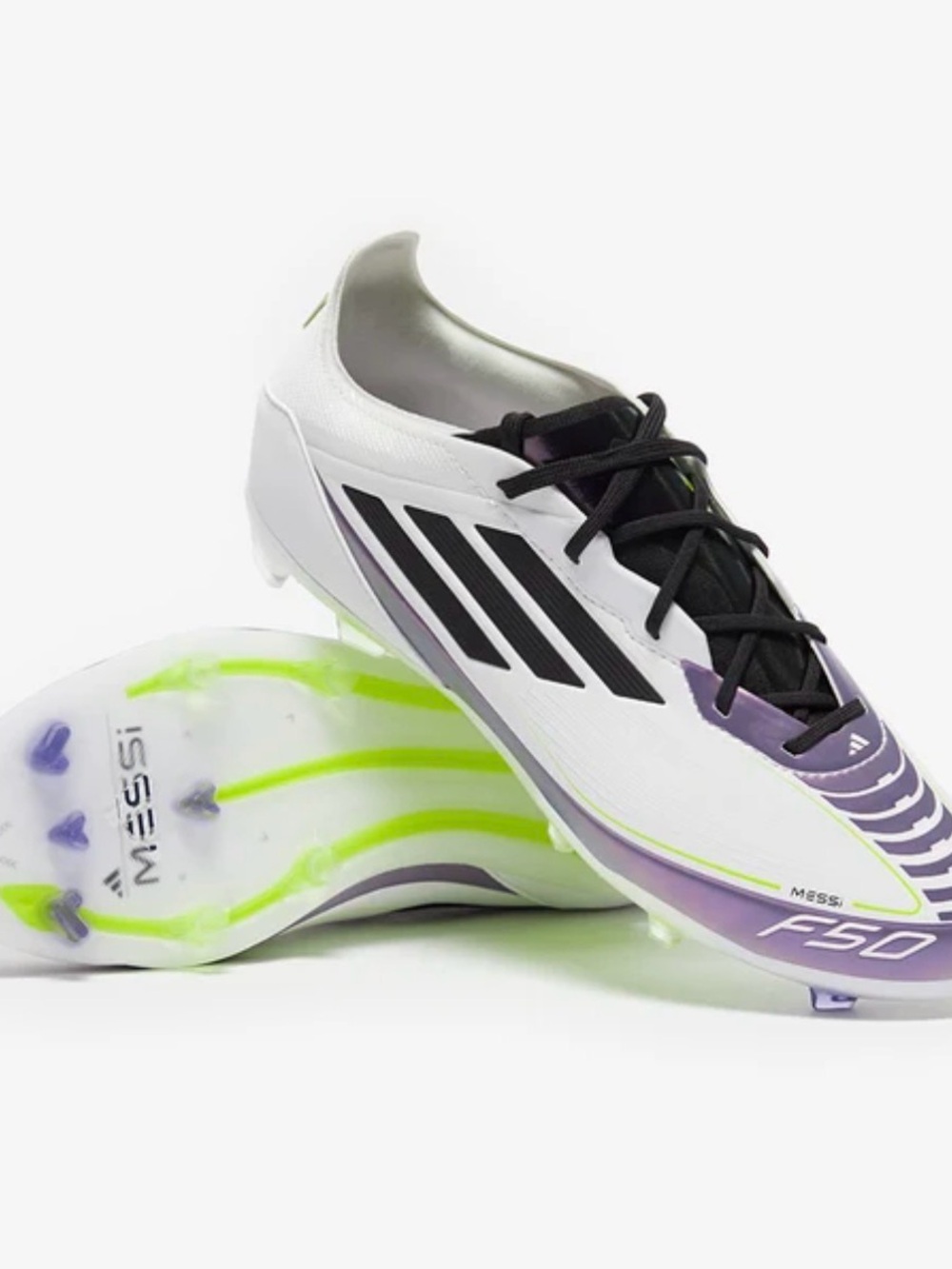 Adidas F50 Messi kids White & Purple Soccer Cleats 3.5Y
